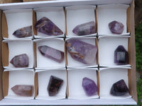 Polished Smokey Amethyst Window Quartz Crystals  x 12 From Madagascar - TopRock