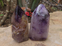 Polished Smokey Amethyst Window Quartz Crystals  x 12 From Madagascar - TopRock