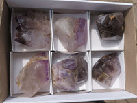 Polished Large Smokey Amethyst Window Quartz Crystals x 6 From Akansobe, Madagascar - TopRock