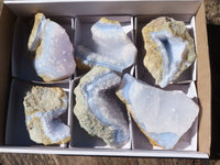 Natural Blue Lace Agate Geode Specimens  x 6 From Malawi - Toprock Gemstones and Minerals 