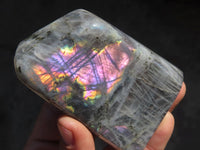 Polished Rare Purple Flash Labradorite Standing Free Forms x 4 From Tulear, Madagascar