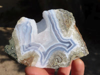 Polished Blue Lace Agate Geode Specimens x 6 From Nsanje, Malawi