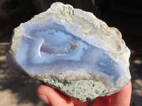 Polished Blue Lace Agate Geode Specimens x 6 From Nsanje, Malawi