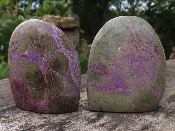 Polished Purple Stichtite & Serpentine Standing Free Forms  x 6 From Barberton, South Africa - TopRock