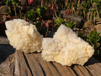 Natural "Cathedral Window" Candle Quartz Formations  x 3 From Madagascar