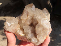 Natural White Phantom Smokey Quartz Clusters x 2 From Luena, Congo