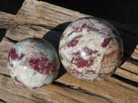 Polished Rubellite Pink Tourmaline Spheres x 2 From Ambatondrazaka, Madagascar