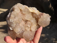 Natural White Phantom Smokey Quartz Clusters x 2 From Luena, Congo