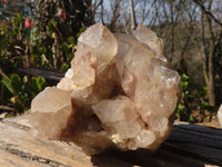 Natural White Phantom Smokey Quartz Clusters x 2 From Luena, Congo