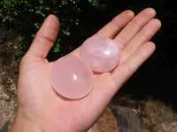 Polished Gemmy Pink Rose Quartz Palm Stones  x 12 From Madagascar - TopRock