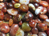 Polished Bright Red/ Orange Small to Medium Sized Carnelian Agate Palm Stones / Gallets - sold per kg - From Madagascar - TopRock