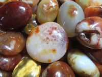 Polished Bright Red/ Orange Small to Medium Sized Carnelian Agate Palm Stones / Gallets - sold per kg - From Madagascar - TopRock