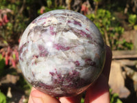 Polished Pink Rubellite In Feldspar & Quartz Matrix Spheres  x 6 From Madagascar - Toprock Gemstones and Minerals 