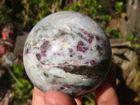 Polished Pink Rubellite In Feldspar & Quartz Matrix Spheres  x 6 From Madagascar - Toprock Gemstones and Minerals 