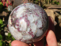 Polished Pink Rubellite In Feldspar & Quartz Matrix Spheres  x 6 From Madagascar - Toprock Gemstones and Minerals 