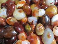 Polished Bright Red/ Orange Small to Medium Sized Carnelian Agate Palm Stones / Gallets - sold per kg - From Madagascar - TopRock