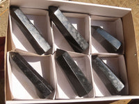 Polished Black Basalt Points  x 6 From Madagascar