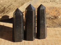 Polished Black Basalt Points  x 6 From Madagascar