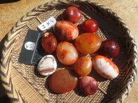 Polished Bright Red/ Orange Small to Medium Sized Carnelian Agate Palm Stones / Gallets - sold per kg - From Madagascar - TopRock