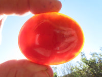 Polished Bright Red/ Orange Small to Medium Sized Carnelian Agate Palm Stones / Gallets - sold per kg - From Madagascar - TopRock