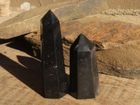 Polished Black Basalt Points  x 6 From Madagascar