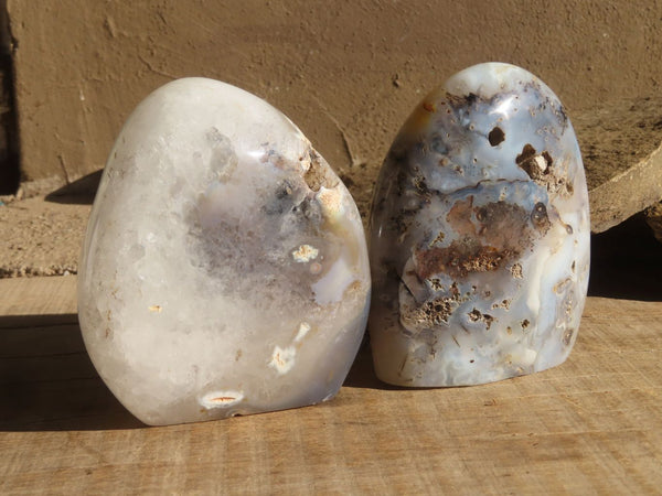 Polished Agate Standing Free Forms x 2 From Madagascar