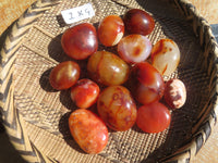 Polished Bright Red/ Orange Small to Medium Sized Carnelian Agate Palm Stones / Gallets - sold per kg - From Madagascar - TopRock