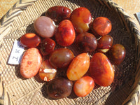 Polished Bright Red/ Orange Small to Medium Sized Carnelian Agate Palm Stones / Gallets - sold per kg - From Madagascar - TopRock