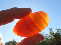 Polished Bright Red/ Orange Small to Medium Sized Carnelian Agate Palm Stones / Gallets - sold per kg - From Madagascar - TopRock