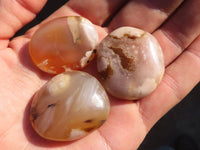 Polished  Small Ocean  Flower Agate Palm Stones  x 35 From Madagascar