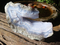 Natural Blue Lace Agate Geode Specimens  x 6 From Malawi - Toprock Gemstones and Minerals 