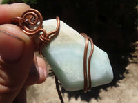 Polished Blue Smithsonite Copper Wrapped Pendants  x 7 From Congo - TopRock