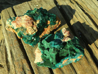 Natural Classic Emerald Dioptase Crystal Specimens x 2 From Likasi, Congo