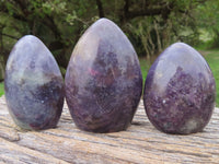 Polished Beautiful Deep Purple Lepidolite Standing Free Forms With Pink Rubellite Tourmaline & Quartz x 3 From Ambatondrazaka, Madagascar - TopRock