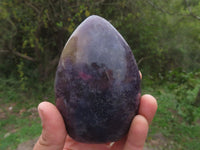 Polished Beautiful Deep Purple Lepidolite Standing Free Forms With Pink Rubellite Tourmaline & Quartz x 3 From Ambatondrazaka, Madagascar - TopRock