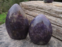 Polished Beautiful Deep Purple Lepidolite Standing Free Forms With Pink Rubellite Tourmaline & Quartz x 3 From Ambatondrazaka, Madagascar - TopRock