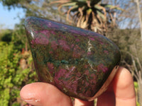 Polished  Fluorescent Ruby Corundum In Chrome Verdite Free Forms x 4 From Zimbabwe