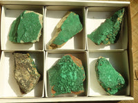 Natural Crystalline Malachite Specimens  x 6 From Congo