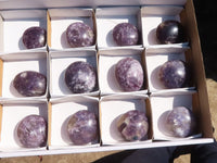 Polished Small Purple Lepidolite Palm Stones  x 12 From Ambatondrazaka, Madagascar - Toprock Gemstones and Minerals 