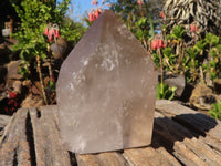 Polished Clear & Smokey Quartz Points  x 2 From Madagascar - Toprock Gemstones and Minerals 