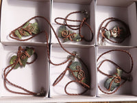 Polished  Copper Wire Wrapped Leopard Stone Eagle Pendants  x 6 From Zimbabwe