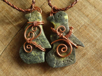 Polished  Copper Wire Wrapped Leopard Stone Eagle Pendants  x 6 From Zimbabwe