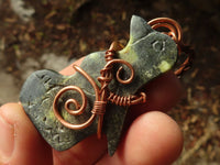 Polished  Copper Wire Wrapped Leopard Stone Eagle Pendants  x 6 From Zimbabwe