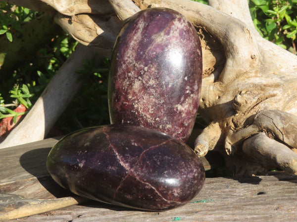 Polished XL Dark Purple Lithium Mica Lepidolite Gallet Free Forms x 2 From Zimbabwe - TopRock