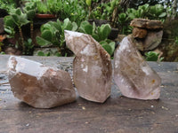 Polished Lovely Selection Of Smokey Window Quartz Crystals  x 3 From Akansobe, Madagascar - TopRock