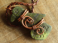 Polished  Copper Wire Wrapped Leopard Stone Eagle Pendants  x 6 From Zimbabwe