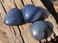 Polished Blue Lazulite Hearts  x 3 From Madagascar