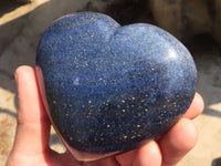 Polished Blue Lazulite Hearts  x 3 From Madagascar