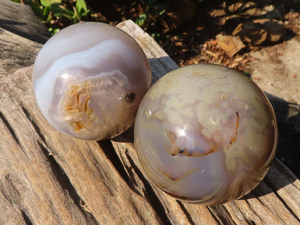 Polished Agate Spheres  x 2 From Madagascar