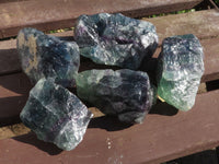 Natural Selected Watermelon Fluorite Cobbed Pieces x 5 From Uis, Namibia - TopRock